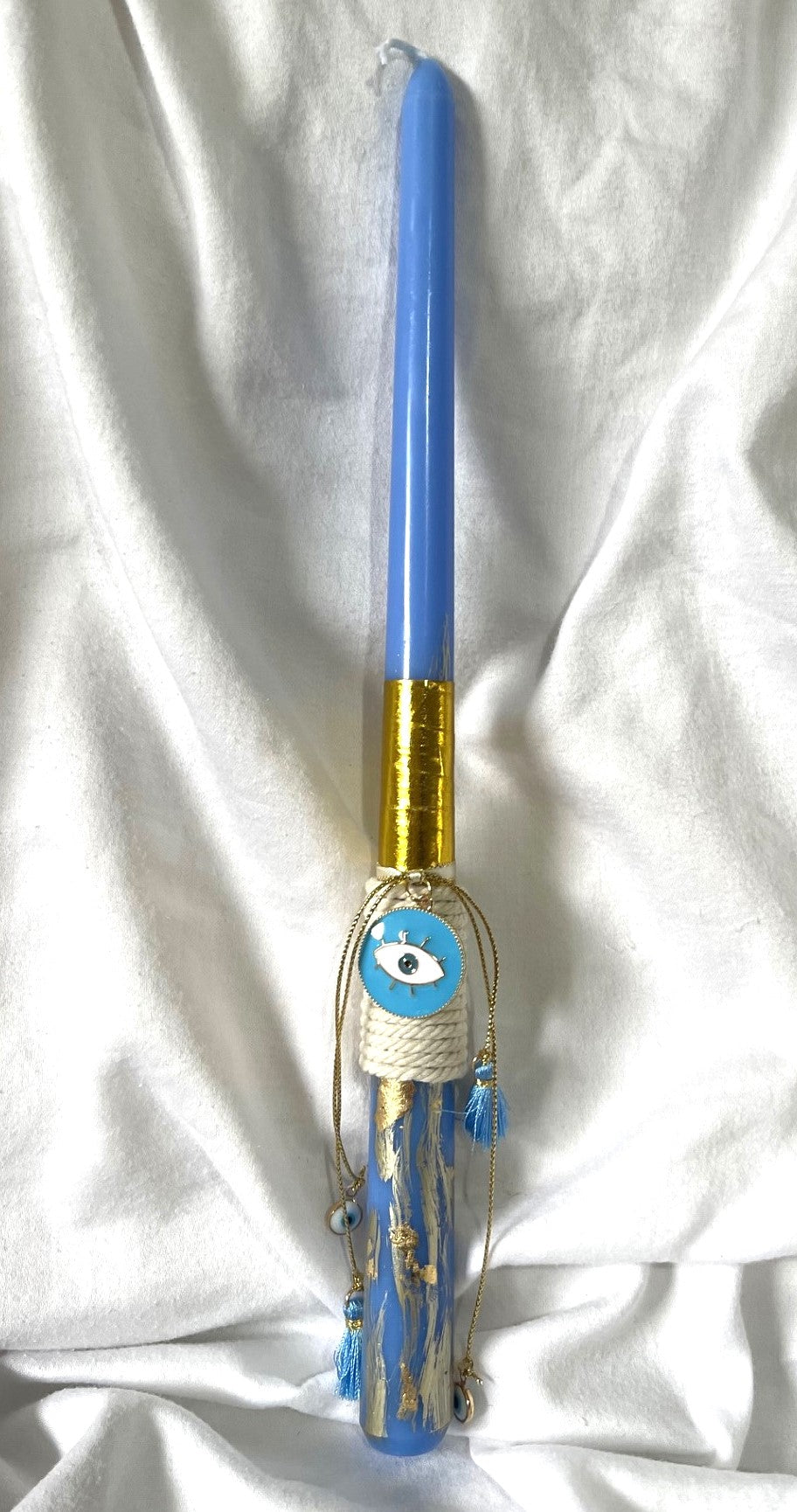 Evil Eye Blue Palm  Lambatha Orthodox Easter Candle 30cm