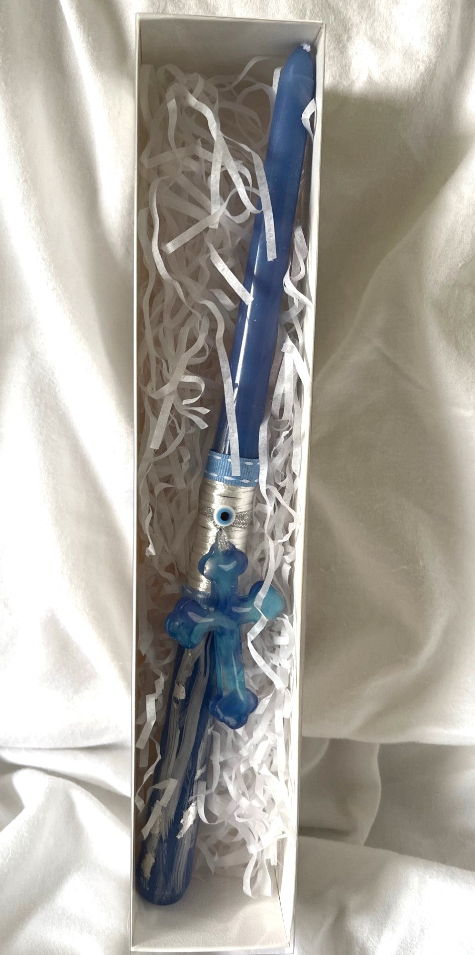 Blue Resin Cross  Lambatha Orthodox Easter Candle 30cm