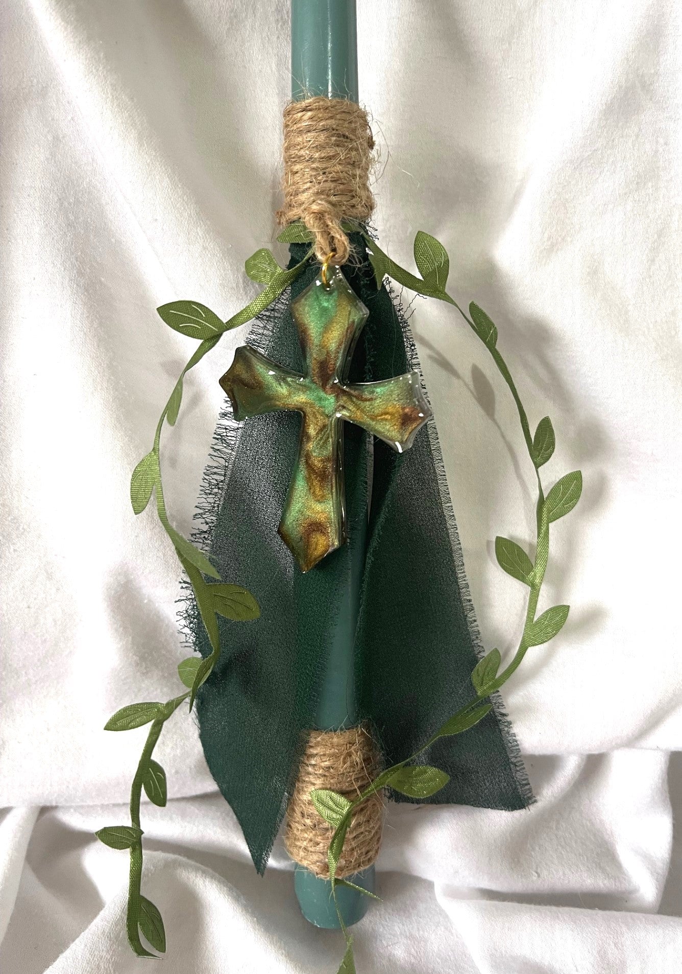 Green Cross Lambatha Orthodox Easter Candle 30cm