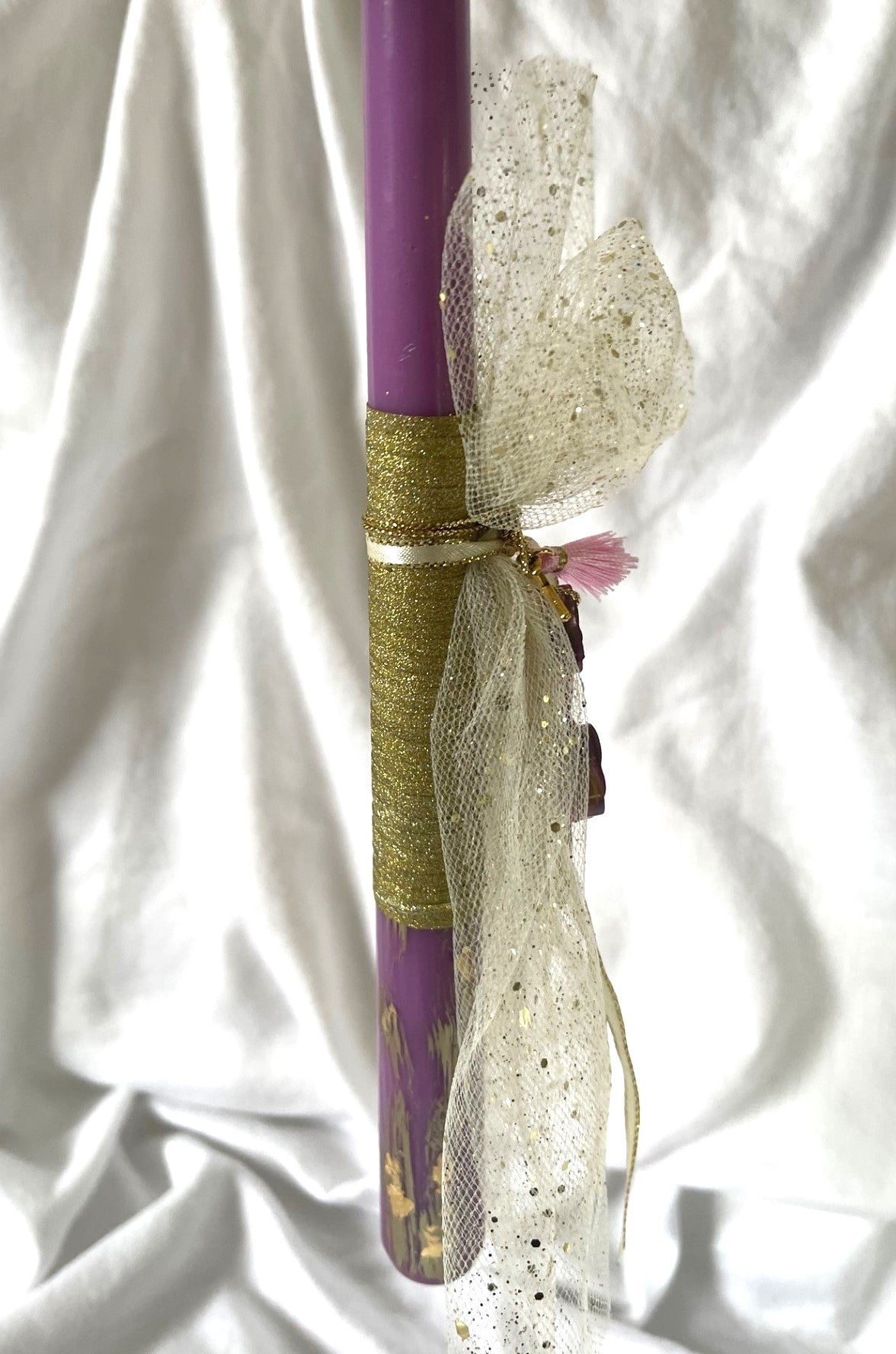 Purple Resin Cross Lambatha Orthodox Easter Candle 30cm