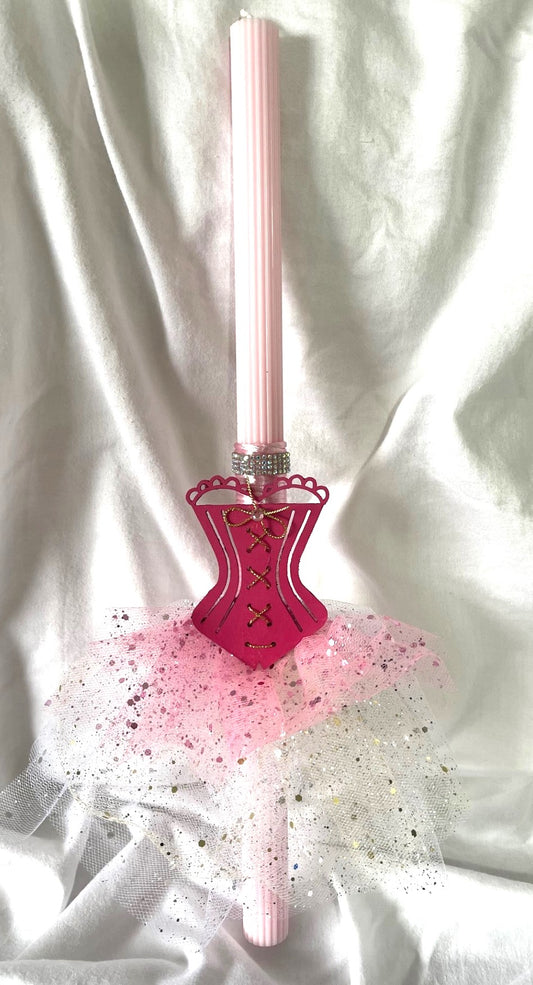 Pink Bodice (Style 2 )  Lambatha Orthodox Easter Candle 40cm (LARGE)