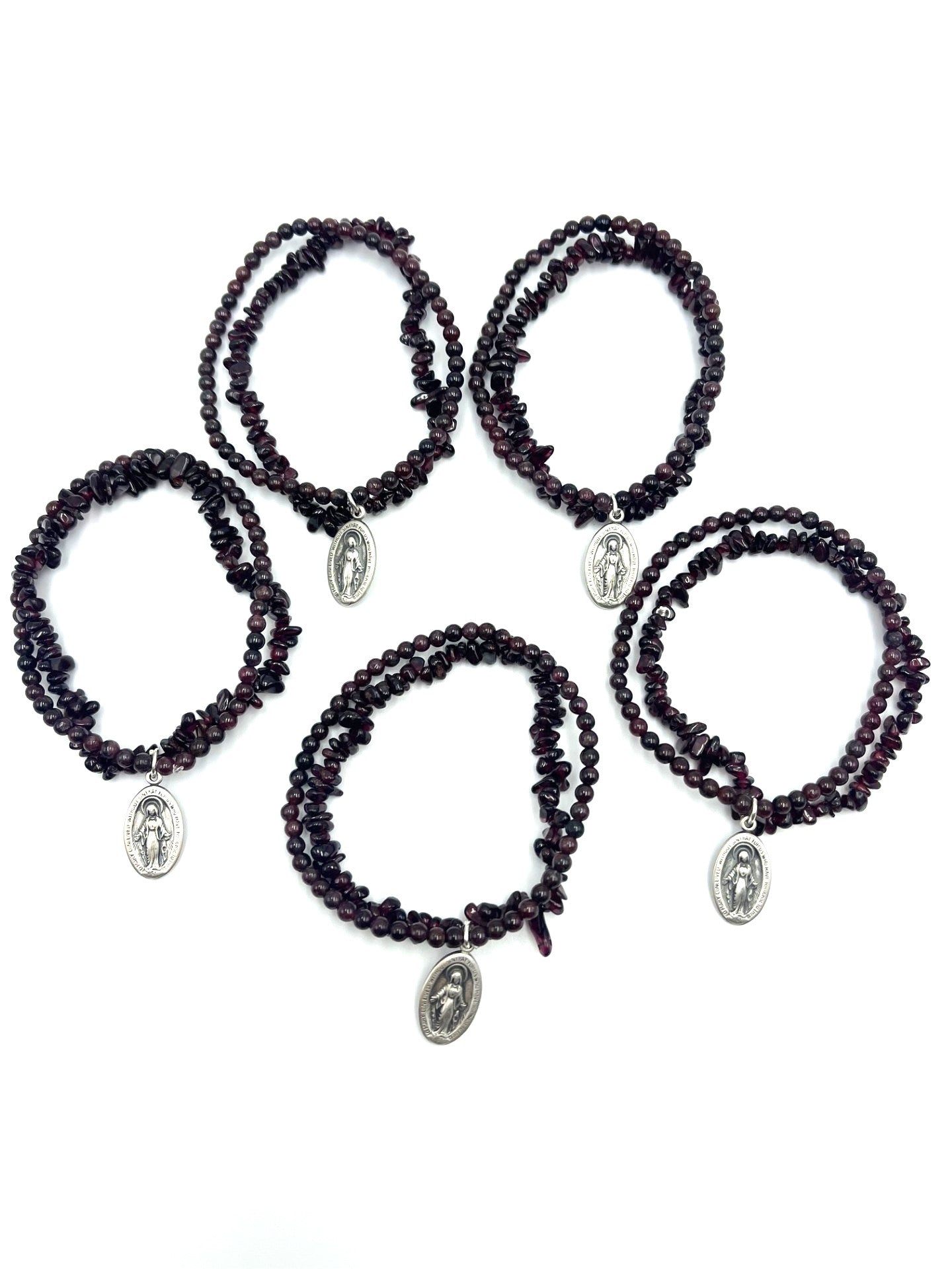 Garnet Madonna Bracelet - 925 Sterling Silver