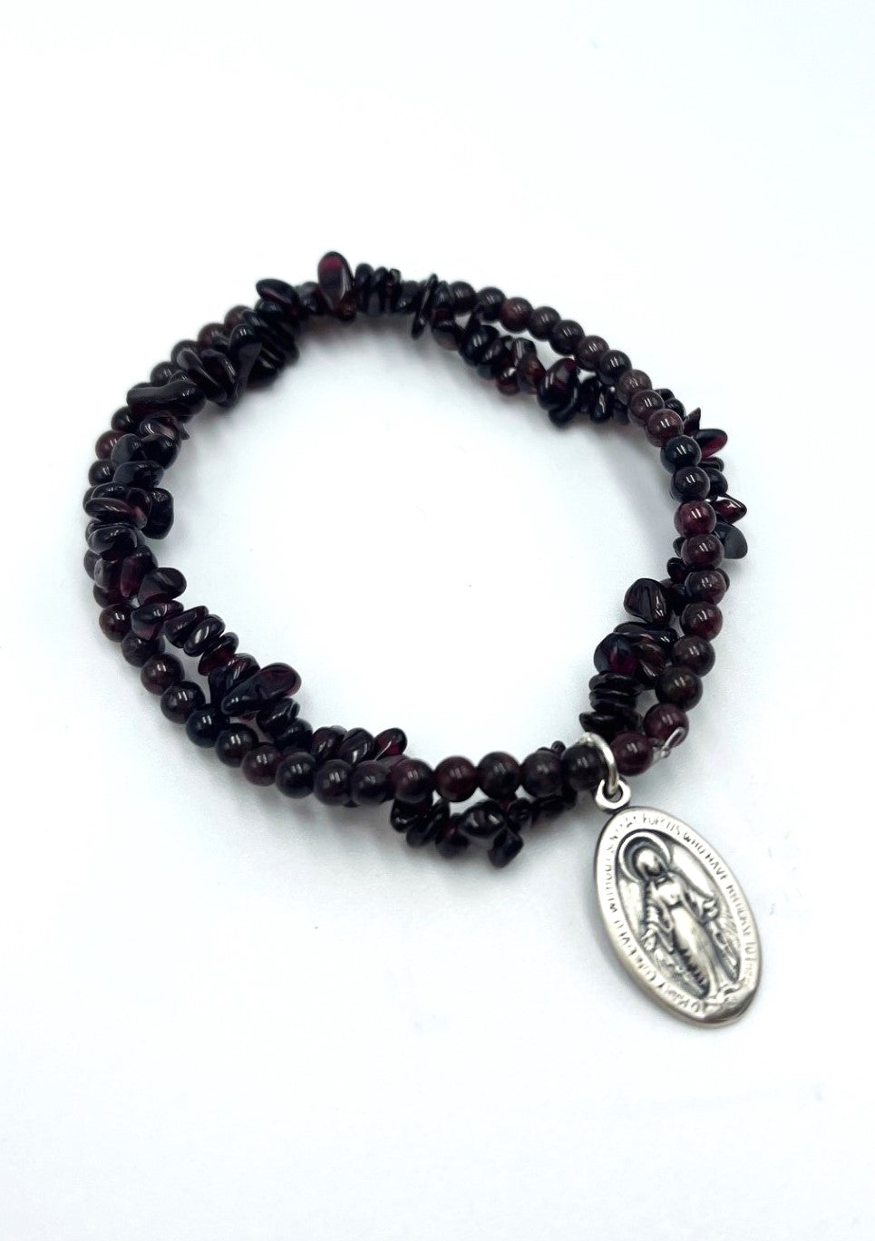 Garnet Madonna Bracelet - 925 Sterling Silver