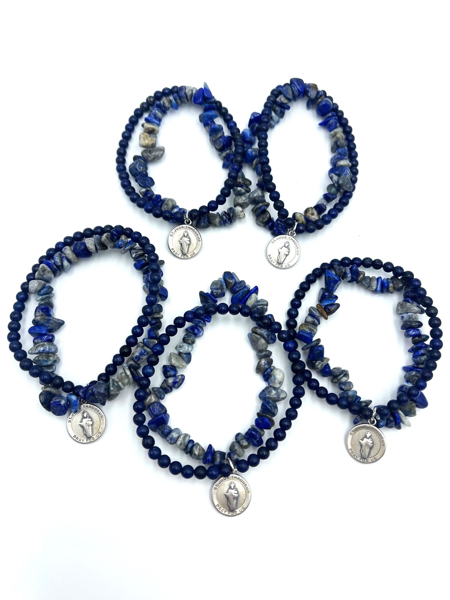 Lapis Laluzi Saint Jude Bracelet - 925 Sterling Silver