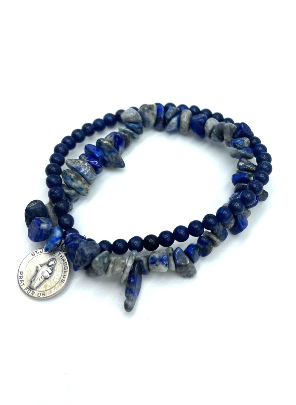 Lapis Laluzi Saint Jude Bracelet - 925 Sterling Silver
