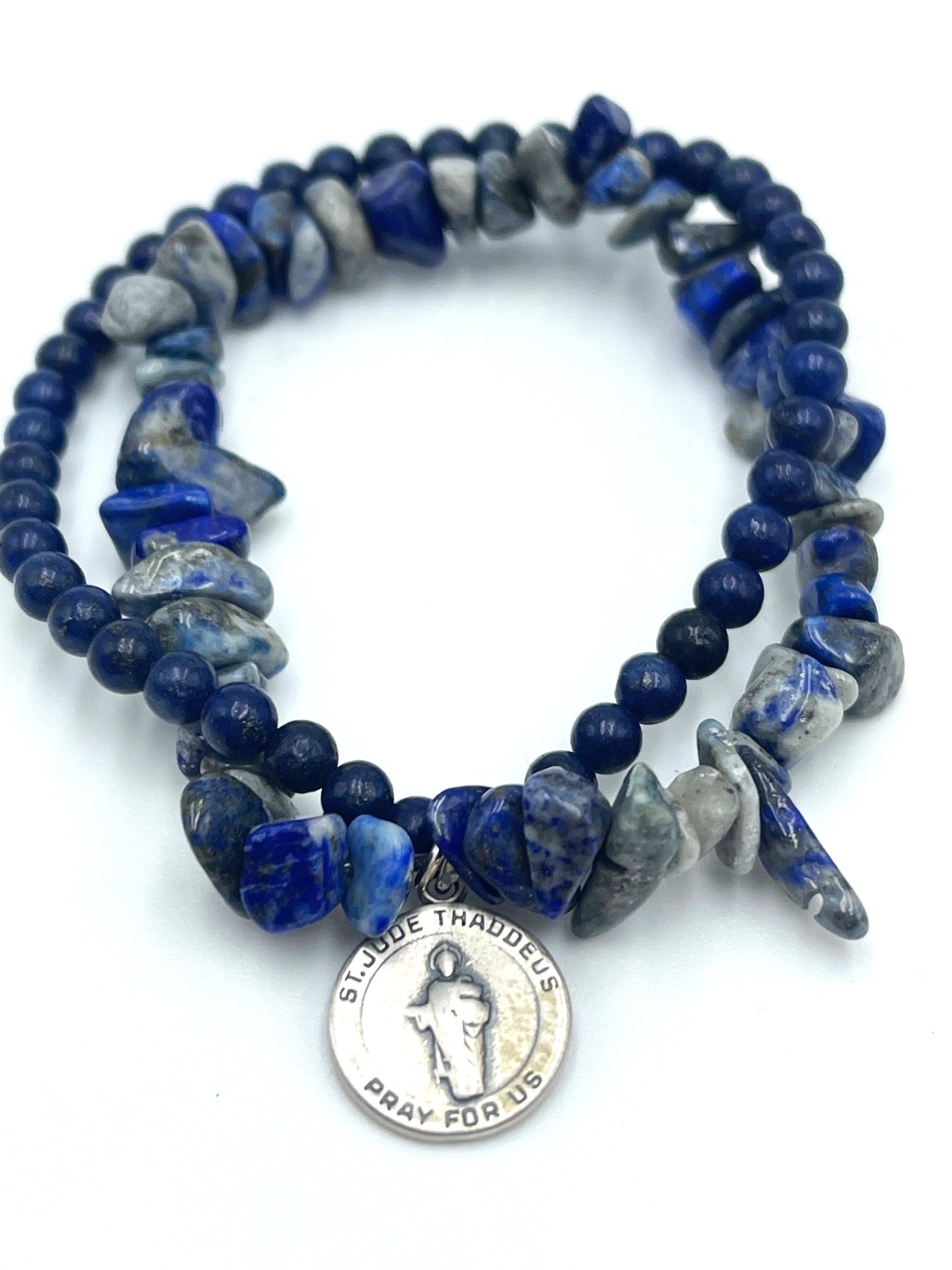 Lapis Laluzi Saint Jude Bracelet - 925 Sterling Silver