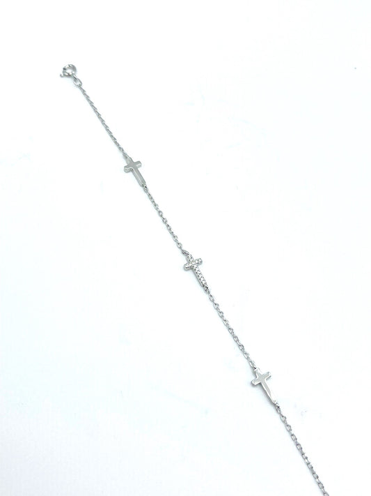 Trinity Cross Bracelet - 925 Sterling Silver