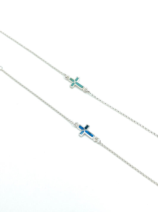 Tinos Cross Bracelet (2 Colours) - 925 Sterling Silver