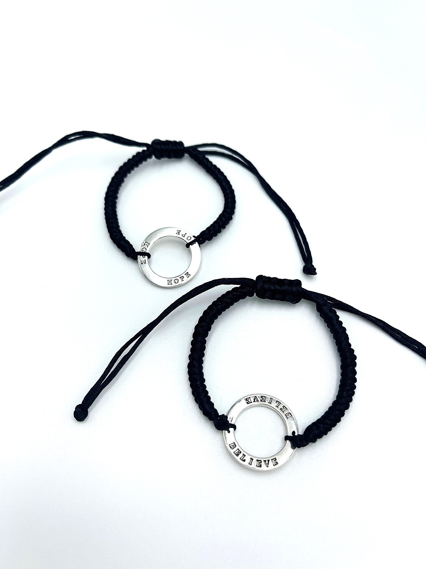 Affirmation Rings adjustable Bracelet (Unisex)  (2 Styles) - 925 Sterling Silver