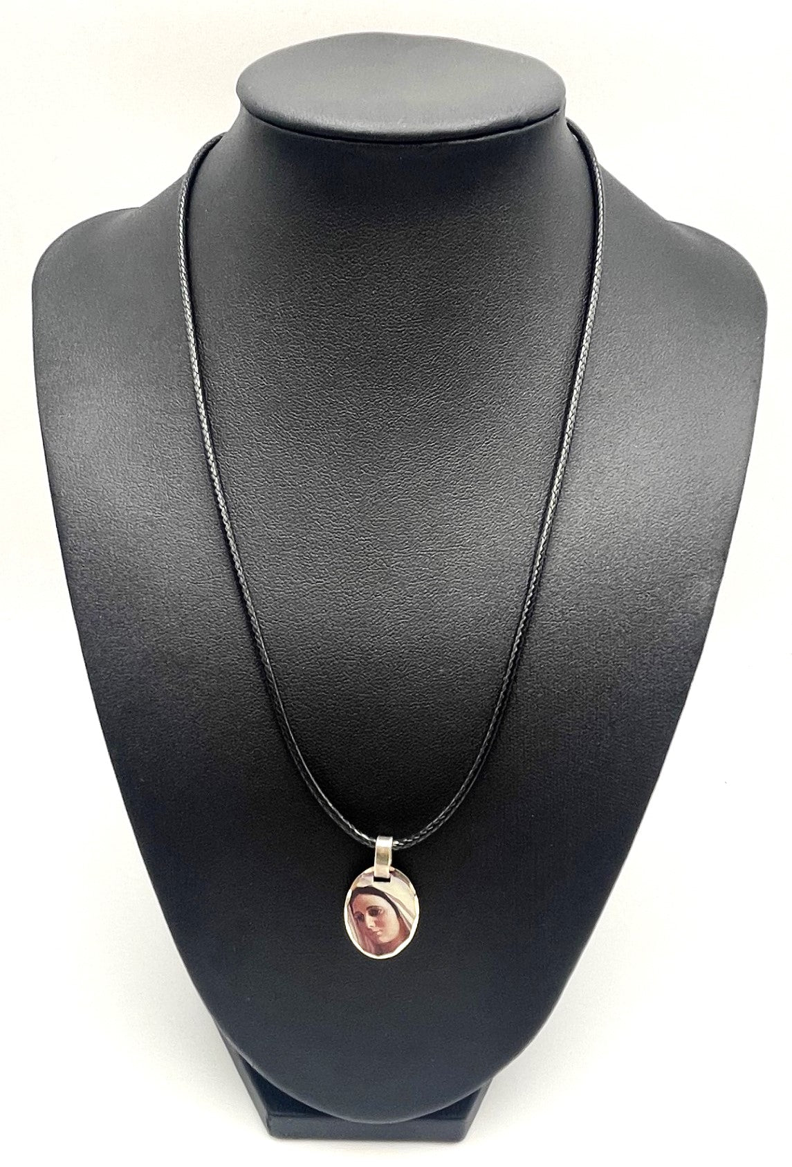 Colour Etched  Virgin Mary Necklace - 925 Sterling Silver