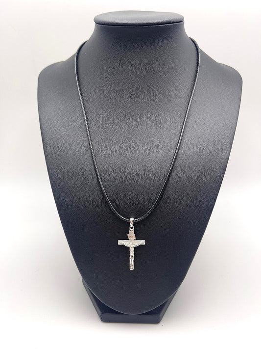 Cross Cord Necklace - 925 Sterling Silver