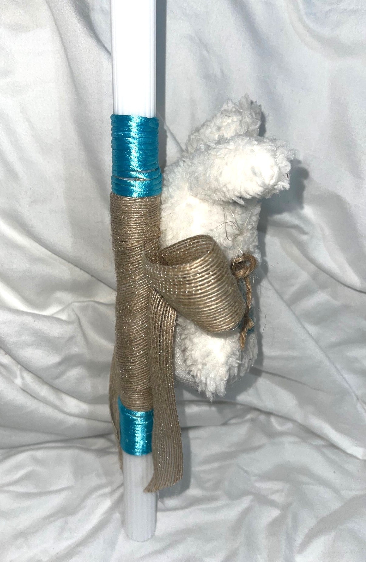 Stuffed Bunny (Blue/White) Lambatha Orthodox Easter Candle 40cm (LARGE)