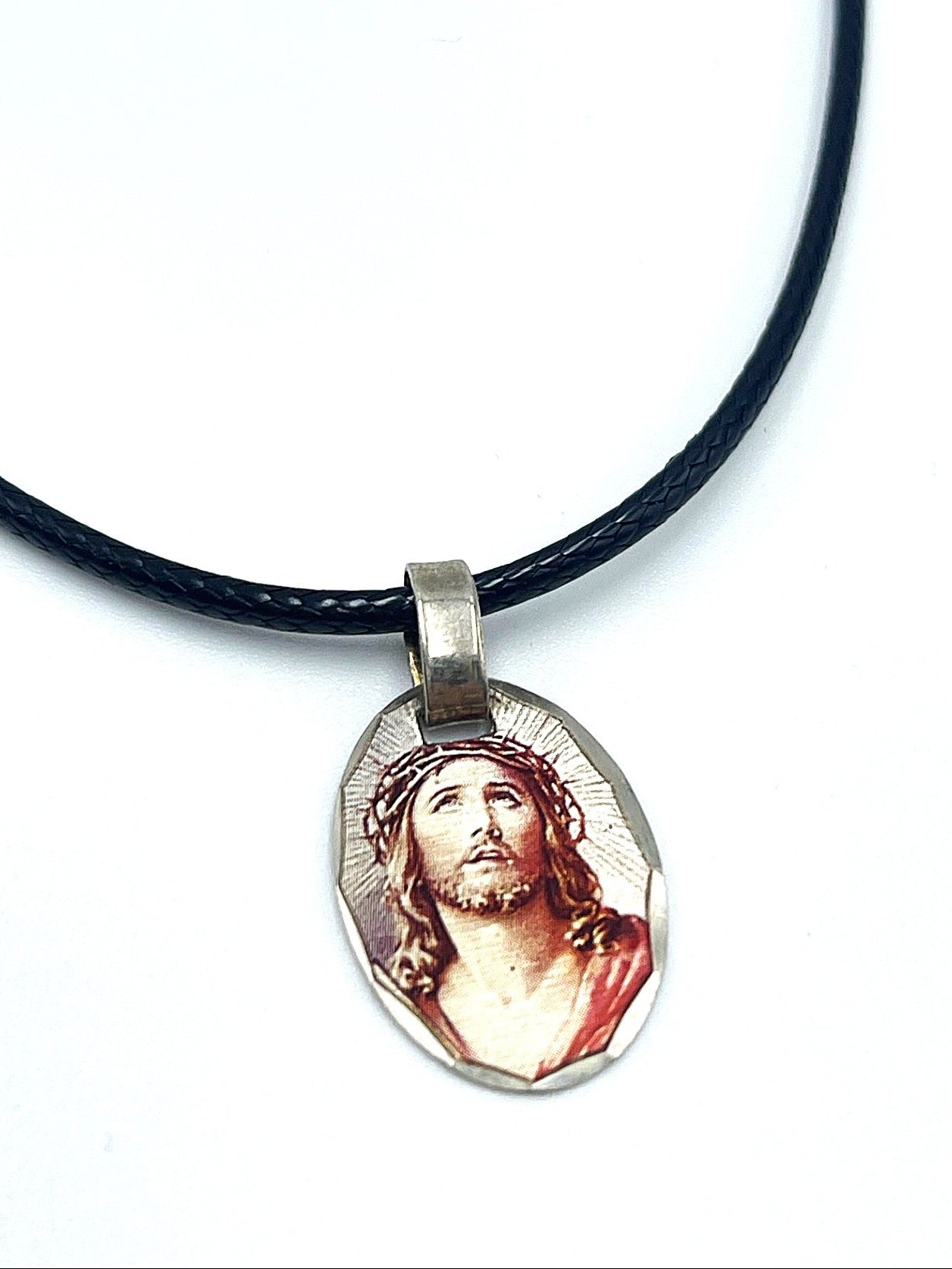 Colour Etched Jesus Necklace (Unisex) - 925 Sterling Silver