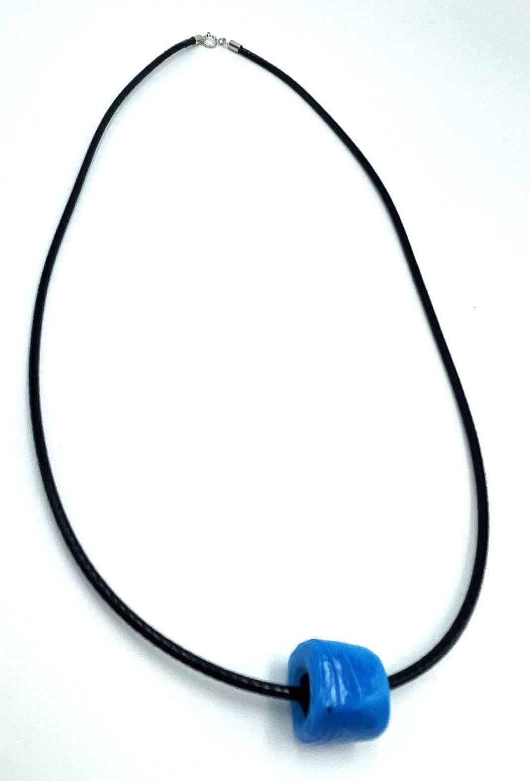 Aegean Blue Cord Necklace (Unisex) - 925 Sterling Silver