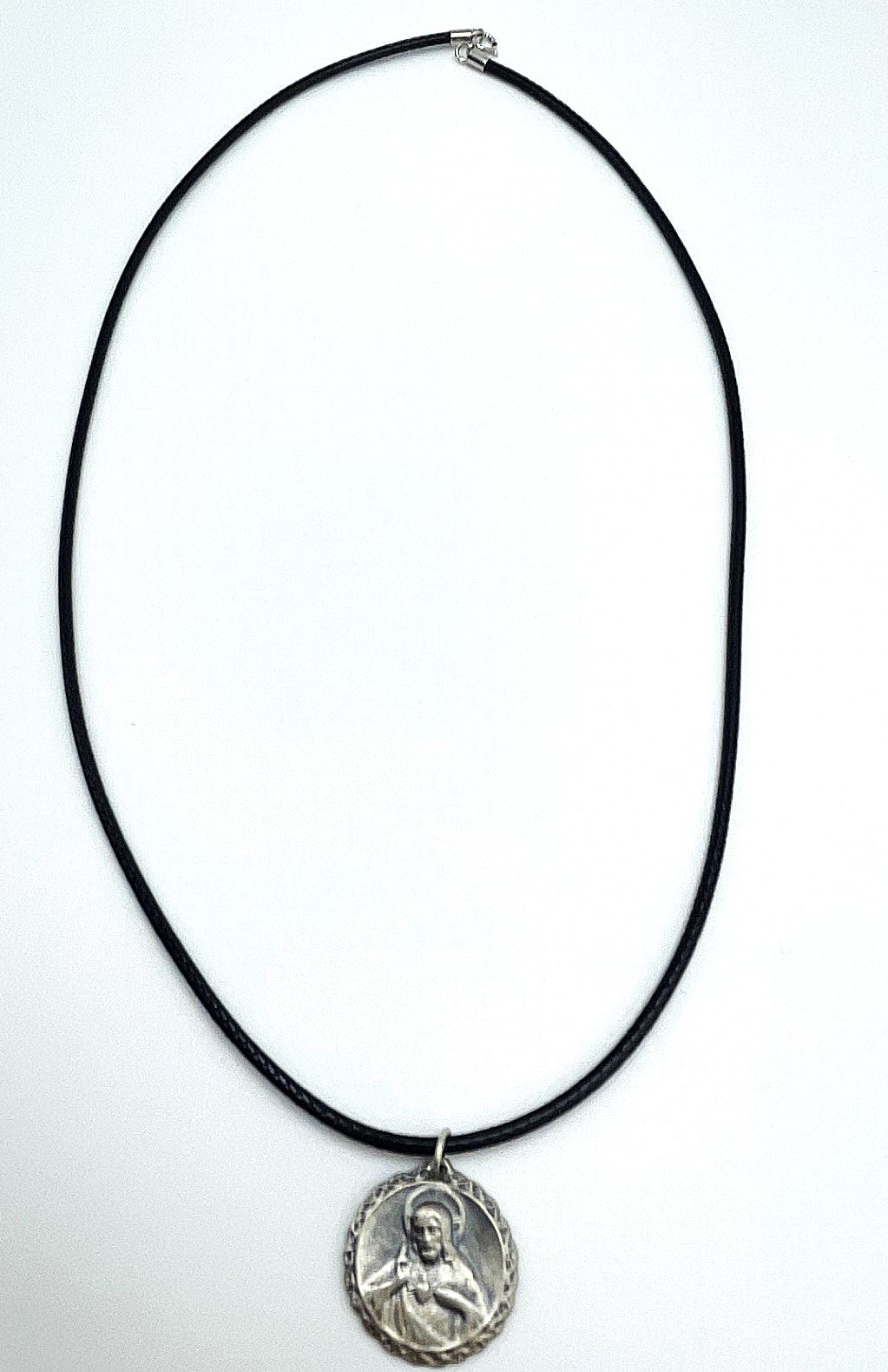 Jesus Waxed Cord Necklace (Unisex) - 925 Sterling Silver