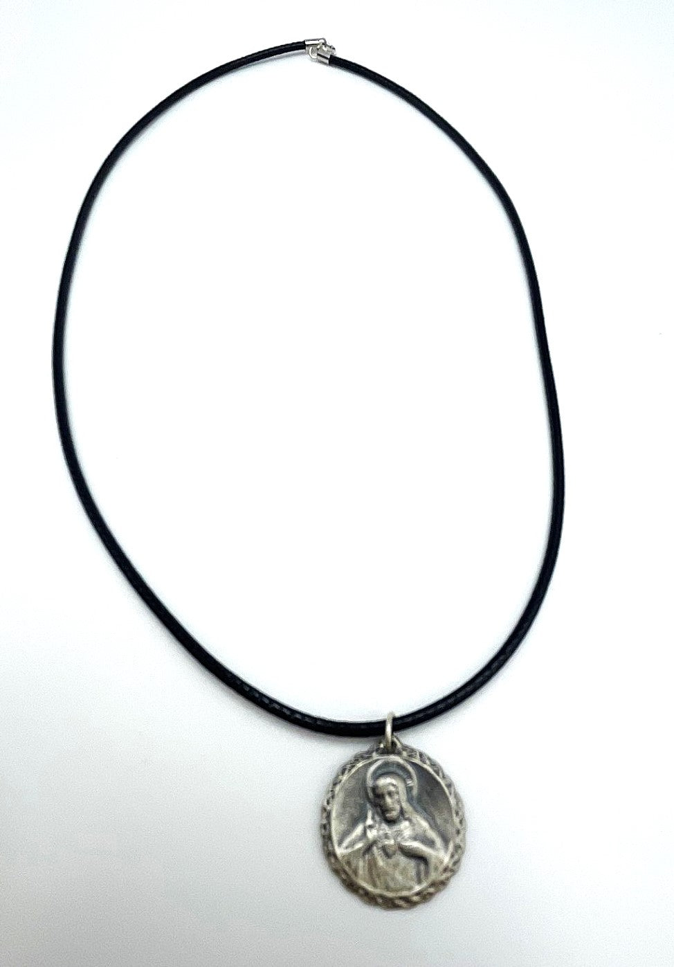 Jesus Waxed Cord Necklace (Unisex) - 925 Sterling Silver
