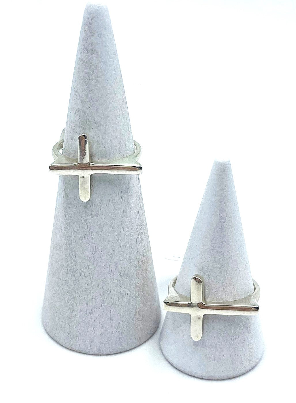 Side Cross Ring  (Unisex)  -  925 Sterling Silver