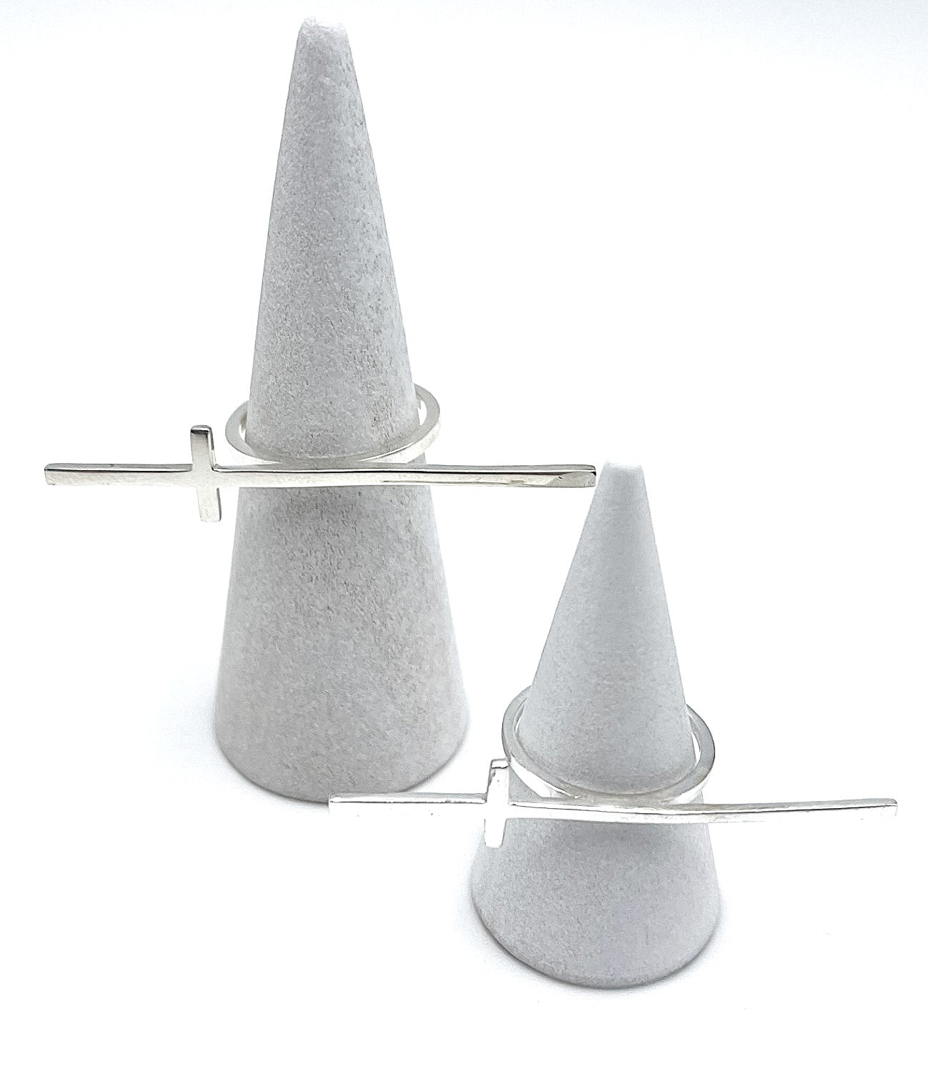 Dainty Large Side Cross Ring  -  925 Sterling Silver