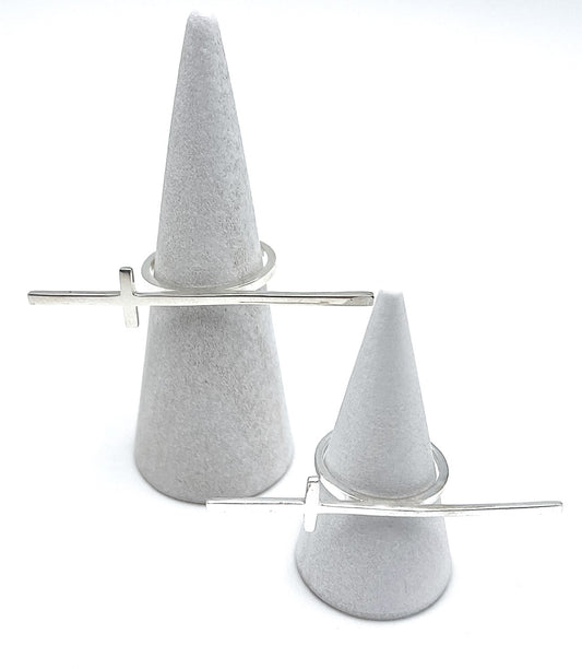 Dainty Large Side Cross Ring  -  925 Sterling Silver