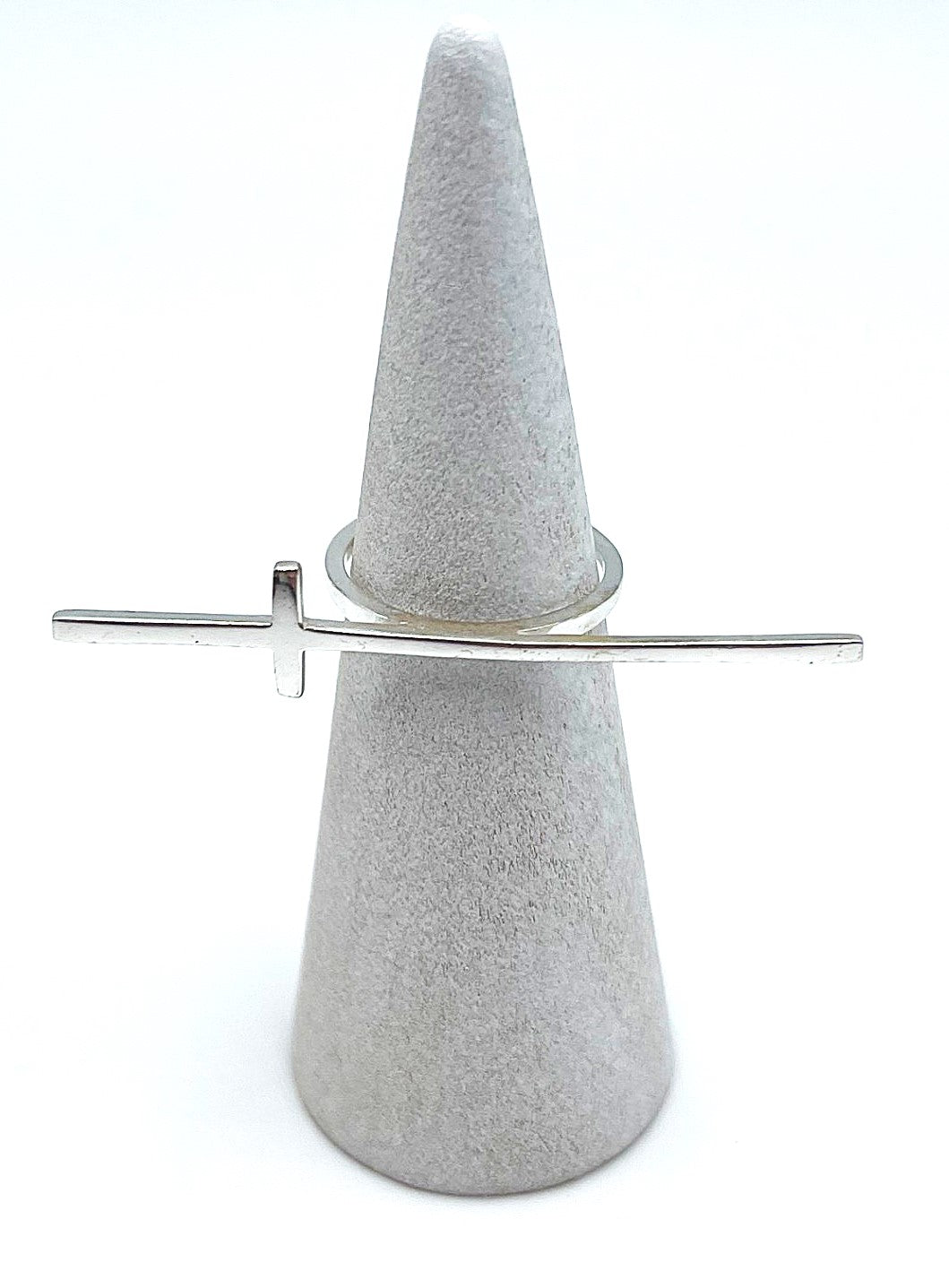 Dainty Large Side Cross Ring  -  925 Sterling Silver