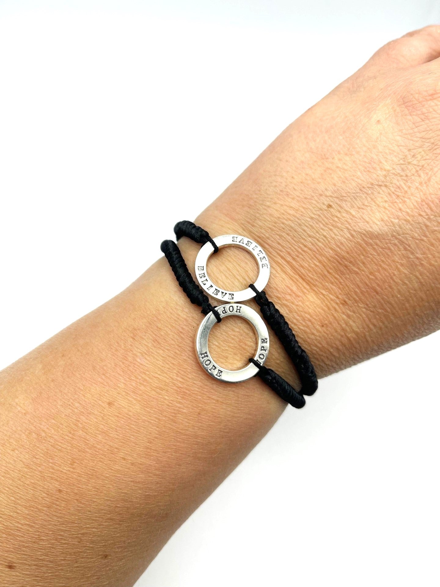 Affirmation Rings adjustable Bracelet (Unisex)  (2 Styles) - 925 Sterling Silver