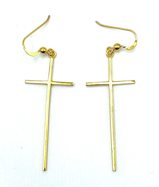 18k Gold Plated Cross Earrings