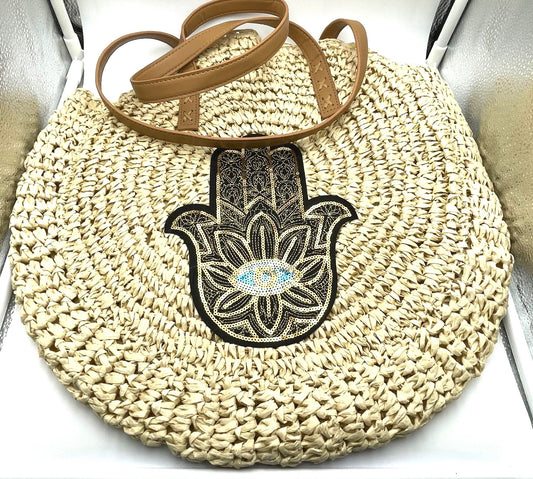 Hamsa Hand Woven Beach Bag