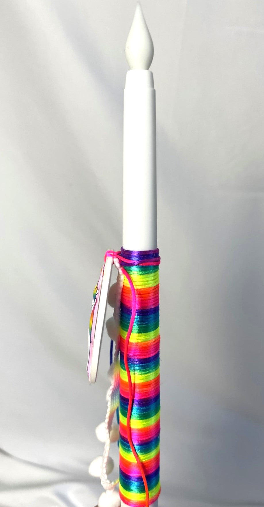 Flameless Battery Easter Candle - Unicorn - Lambathes / Palm Sunday 28cm (SMALL)